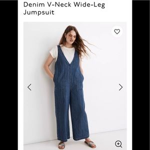 Madewell Denim V-neck Wide Leg Jumpsuit